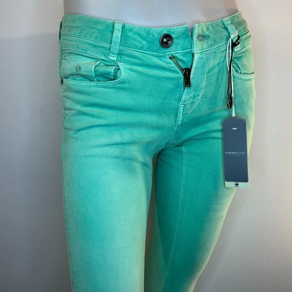 G-Star Raw Women's New Radar Skinny Jade Green Color Jeans - Size 25 x 32 - NWT - Picture 3 of 7